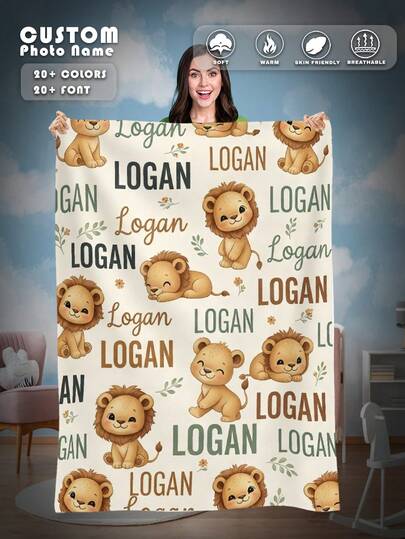 Manta de flanela personalizada (1 unidade), ideal para cama, sala de estar, sofá, uso externo, praia, camping, para animais de estimação e muito mais. Personalize com o nome da família, do animal de estimação ou do casal. Presente perfeito para o Natal, Dia das Mães/Pais, aniversários, para amigos, mulheres, pais e outras ocasiões.