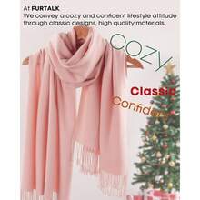 FURTALK Winter Scarf For Women Pashmina Shawl Wraps Soft Warm Fashion Blanket Scarves Gifts - 09-嬰兒粉紅 - 查看 5
