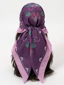 1 chiếc khăn choàng nữ họa tiết Paisley phong cách Bohemian, dài 90cm, phụ kiện đa năng, phù hợp cho sử dụng hàng ngày, du lịch, nghỉ mát, đi biển và các dịp khác. - Màu Lilac Tím - Xem 2
