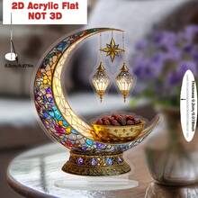 2D flach, 1 Stück Ramadan/Eid Dekoration - Eleganter goldener Halbmond und Laterne Tischdekoration mit stabilem Ständer, acrylischer islamischer Zierschmuck ohne Stromversorgung, geeignet für Zuhause, Büro, Café - ideales Ramadan Geburtstags- oder Eid-Geschenk - Verschiedenfarbig - Übersicht 9