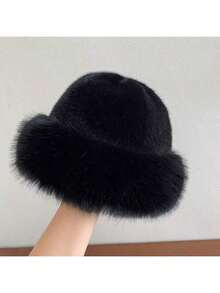 1pc Winter Warm Ear Protection Plush Bucket Hat, Unisex Mongolian Northeast Windproof Cold-Proof Bucket Hat, Korean Style Versatile Bucket Hat, Winter Plush Bucket Hat, Women's Fashionable Thick Hat, Winter Warm Earless Cap, Winter Gear, Essential Winter Hat - Multicolor - View 2