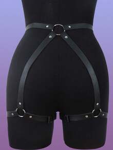 1pc Women's Black PU Leather Garter Belt Harness Sexy Gothic Body Decoration Belt For Daily Clothing Matching Wedding Diary Valentine's Day Costume Accessories - Black B - View 3