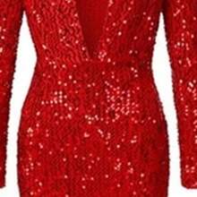 2026 New Sequin Style Business Casual Solid-Colored Midriff-Length Red Feather Hostess Banquet  Dress Evening Gown For Ladies Party And Dinner Event - Đỏ - Xem 4