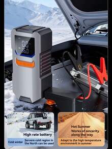 1pc 5000A Portable Jump Starter With Air Compressor - 12V Battery Booster, LED Light, Fast Charging USB Output, Multi-Protection, Includes Jump Cables, Air Pump And Car Adapter - Multicolor - View 5