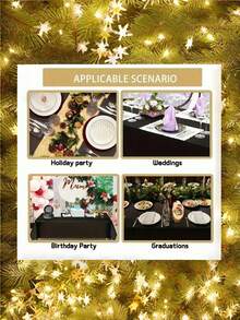 1件长方形桌布，方便时尚，易于清洁，防油防污，采用弹性涤纶和氨纶面料制成，适合室内/室外、野餐、露营，也可用于各种节日和场合的装饰，款式随机发货。 - 黑色 - 查看 4