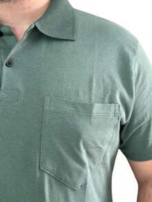 Stylish Men's Plus Size Polo Shirt For Summer - xanh quân đội - Xem 2