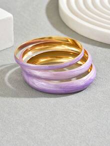 3pcs/Set Women's Fashionable Drip Oil Bracelets, Suitable For Daily Wear - Multicolor - View 9