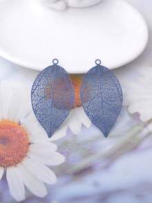 10pcs Light Golden Leaf Charms Filigree Jewelry Pendants