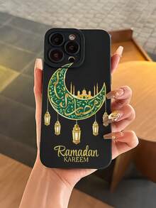 1pc Retro Elegant Luxurious Star & Moon Graphic Full Coverage Anti-Slip Soft TPU Phone Case, Compatible With Apple 17, 16, 15, 14, 13, 12, 11 Pro/Pro Max/Plus And Other Galaxy Models, Suitable As New Year, Birthday, Easter, Valentine's Day, April Fool's Day, Birthday Gift For Friends, Family, Colleagues, Loved Ones - Black - View 5