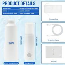 便携式电动冲洗器 - 适合产后和旅行使用，配备 350ml 水瓶 + 800mAh 电池，3 种水压模式，IPX7 级防水，兼容标准水瓶，Type-C 充电，适合成人、儿童、孕妇和新生儿使用。 - 白色 - 查看 6