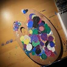 8" X 12" Wooden Oval-Shaped Artist Painting Palette,Oil Watercolor Paint Palette,Wood Paint Palette With Thumb Hole,Art Pallet For Painting,Palettes,Wood Paint Color Mixing Tray Acrylic Painting Wood - 1 Pack - 查看 5