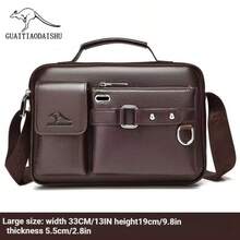 Factory Direct Men's Crossbody Bags - New High-Quality Luxury Commuter Bag With Water Bottle Pocket, Spacious Messenger Shoulder Bag, Vertical Leather Briefcase & Multi-Compartment Black/Brown (Hot )Chest Bag Chest Bag Waist Pack - Multicolor - View 10