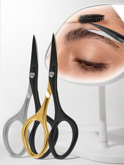 Bello Paratu 1pc Facial Hair Scissors Stainless Steel Eyebrows Eyelash Beard Nose Hair Scissors Multi-Purpose Beauty Grooming Kit Hair Trimming