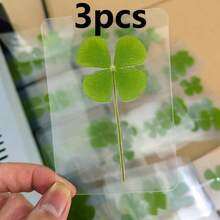 Lucky Four-Leaf Clover Postcard - Natural Transparent Wishing Card, Ideal Choice For Bookmark And Decoration, Perfect Holiday Gift, Genuine Wild Four-Leaf Clover, Natural Dried Grass, Distinctive Four-Leaf Clover Shapes