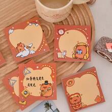 1set (6pcs) Capybara Stationery Set, Capybara Design Click Pen With Matching Sticky Notes Pad, Creative Cartoon Gel Pen Office Use Ballpoint Pen, Essential For Student Study Plans Class Notes Office Meeting Minutes (Random Style) - Sets - View 9