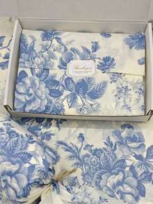 10/20/40张蓝色牡丹花纹薄纸，20英寸 x 14英寸礼品包装纸，适用于婚礼、情人节、生日礼物、花束包装、礼品袋填充物、派对回礼 - 彩色 - 查看 3