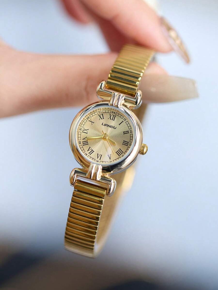New Fashion Bracelet Watch For Women Retro Luxury, Minimalist Elegance, Lightweight And Versatile Quartz Movement Perfect For Everyday Wear, Birthday Gifts, Parties, And Holiday Gatherings An Ideal Present For Yourself Or Friends - 金色 - 查看 1
