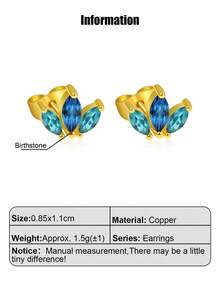 Eye-Catching Chic & 1-Pair Copper Earrings (Dangle/Hoop/Stud Styles) With Custom Birthstone – Perfect Personalized Gift For Girlfriend, Bestie And Mom On Valentine's Day, Birthday, Mother's Day And Christmas, Suitable For Daily Casual Wear, Romantic Dating And Lively Party Occasions - Multicolor - View 9