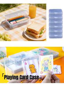 4 种尺寸透明塑料收纳盒，带盖 - 按扣/铰链式闭合，适用于存放扑克牌、集换式卡牌、办公用品、工艺品、珠宝、微缩模型 | 可堆叠透明收纳盒，适用于家庭和商业收纳