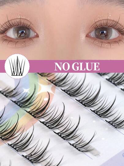 36 piezas de pestañas postizas sin pegamento, pestañas postizas parciales sin pegamento a precio reducido para mujeres lindas y hermosas, adecuadas para uso diario de pestañas con rizado tipo C