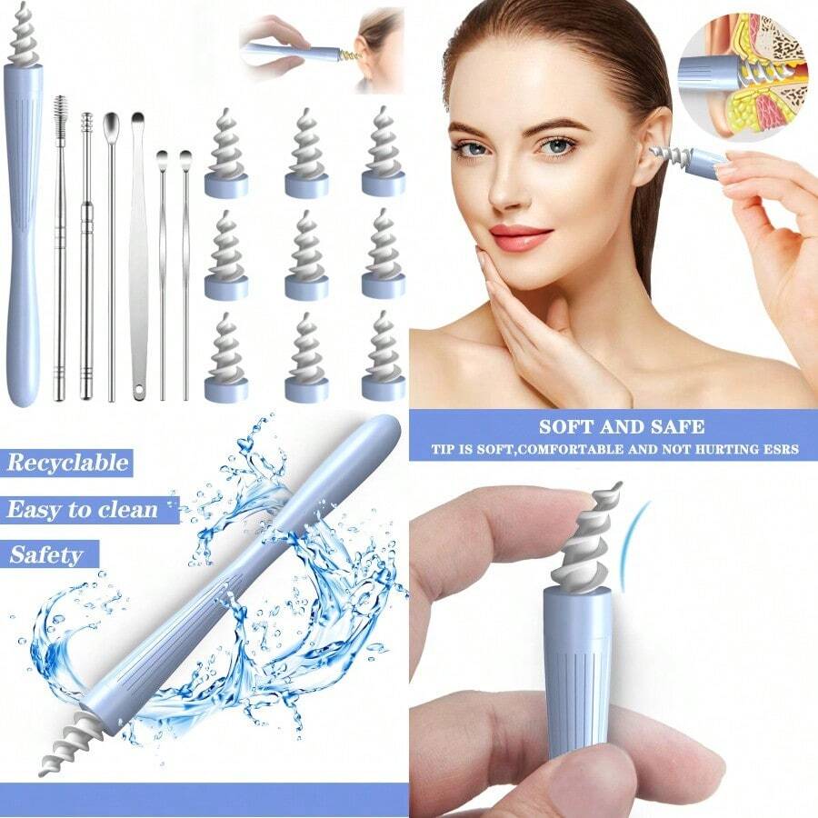 Ear Wax Removal 2026 Ear Wax Removal Tool Reusable And Washable Replacement Soft Silicone Tips For Cleaner Earwax Ear Wax Removal Kit Contains 7 Types Of Ear Cleaner Tools - 如圖 - 查看 1