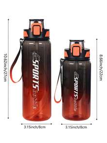 1pc 950ml/30oz Or 700ml/24oz Gradient Color Sports Straw Water Bottle, Large Capacity With Measurement Scale, Woven Handle For Easy Carrying, Bounce Back Straw, Portable & Durable, Suitable For Outdoor Sports, Fitness, Running, Camping, Also A Great Gift - Multicolor - View 5