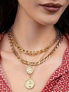 1 Set Vintage Pirate Accessories | Coin Pendant Necklace And Chunky Decor, Suitable For Jewelry, Costumes, Parties, Carnivals - Made Of Pure Metal - Multicolor - View 7