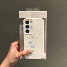 1个TPU材质清新舞动蓝蝴蝶图案时尚手机壳，适用于三星/A05s/A12/A13/A14/4G/A15/A21s/A23/A25/A32/5G/A34/A35/A50s/A51/A52/A53/A54/A55/A71/A72/A73/S10/S20FE/S20Ultra/S21Ultra/S22/S22Plus/S23/S24、/10C/12C/Note10/11/12/13/ProPlus/Note8/9Pro等机型，全包防震软壳手机保护套 - 白色 - 查看 3