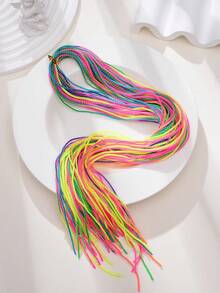 30pcs/Set Colorful Shiny Ribbon Hair Ties For Girls, Punk Style Braided Hair Accessories - Multicolor - View 7