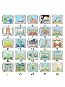 2026 New 1/5/10/15/20/30/50pcs Cartoon World Travel Landmark Building Block Bracelet Charm DIY Modular Jewelry Accessories - Multicolor - View 12