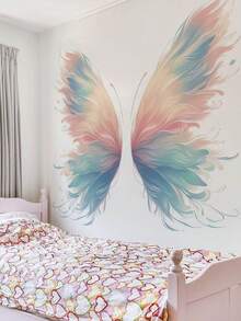 1张/2张壁纸 - [花蝶翅膀] 男孩儿童房装饰 家居自粘婴儿房装饰 女孩房装饰壁纸 可移除墙贴 个性化礼物 客厅墙面装饰、女孩卧室、窗贴 - 可爱创意墙面装饰 儿童房装饰 卧室装饰