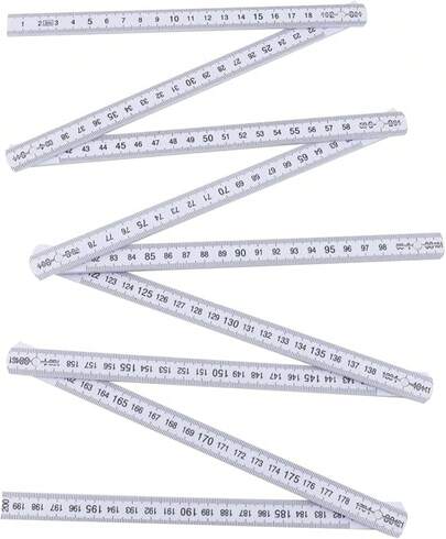 Measuring Tape 2M Meter Stick Plastic Foldable Ruler Lightweight Measuring Stick, White