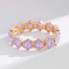 1pc Fashion Mocha Color Ice Flower Bracelet, Candy Color Glass Crystal Alloy Elastic Bangle, Holiday & Thanksgiving Gift - Ice Flower Bracelet - View 19