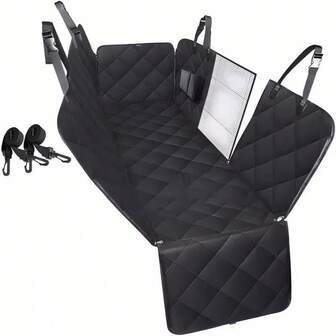 Cubierta de asiento de coche para mascotas, hamaca para perros (con alas laterales), protector de asiento trasero negro, estilo hamaca, se adapta a la mayoría de los vehículos