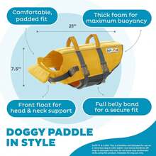 Outward Hound Granby Splash Dog Life Jacket \U2013 Flotation Vest For Swimming &Amp; Boating, Maximum Buoyancy, All Skill Levels, 33"-44" Girth, Yellow, X-Large - ColorG - 查看 3