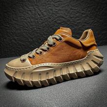 New Luxury Height-Increasing Men's Shoes Niche Sneakers Designer Thick-Soled Casual Shoes Dad Shoes Elegant Women's Sneakers - 駝色加絨 - 查看 3