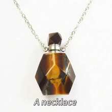 1pc Natural Stone Crystal Faceted Essential Oil Bottle Pendant Necklace - Fragrance Bottle Diffuser Pendant, Rhombus Cut Crystal Aromatherapy Amethyst Necklace - Bottle - View 3