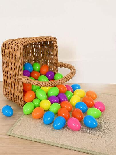 30个可填充复活节彩蛋，带铰链，色彩鲜艳的塑料材质，非常适合惊喜彩蛋、复活节寻蛋游戏，直径2.36英寸，颜色随机，新年、情人节礼物。