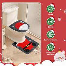TendenciaJuego Baño Navideño Tapete 2 Piezas Adorno Navidad 3d Gnomo Fundas De Inodoro + Almohadillas De SueloCalidad premium - Fundas de inodoro + almohadillas de suelo - Ver 8