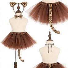 4pcs Leopard Print Costume Set, Animal Costume Accessories Combo, Carnival Costume Props, Photo Props - Multicolor - View 3