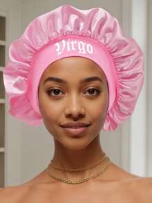 1pc Satin Sleep Cap, Personalized 12 Zodiac Sign Pattern Satin Wide Brim Elastic Sleep Hat, Satin Hair Cap (Random Print Pattern) - Pink Constellation SM10 - View 22