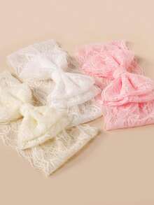 3条装婴儿蕾丝双层蝴蝶结发带，春夏款 - 彩色 - 查看 5