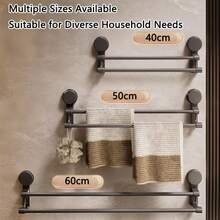 1个吸盘式双杆毛巾架，交错式设计，30/40/50/60厘米可调节尺寸 | 完美满足全家需求，灰色免钻孔浴室毛巾收纳架，交错式双杆设计（通风良好），两用：毛巾架和拖鞋架，无损墙面安装 - 可重复使用，浴室，毛巾架，毛巾杆，浴室收纳 - 彩色 - 查看 2