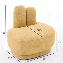 Cozy Fabric Pouf With Bunny Ears, Fixed Padded Stool With Cute Ears, No Storage Space, Non-Removable - Mustard Yellow - View 5