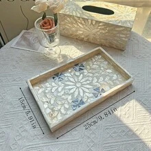 1 Stück INS Stil Dekoschale mit Muscheleinlage, bunte Patchwork Quadrate, handgefertigt. Geeignet zur Dekoration von Wohnzimmer Couchtisch, Esstisch und für den täglichen Gebrauch. Kann auch als Geschenk oder Partytischdekoration verwendet werden.