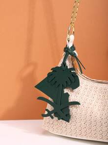 Dedoo This Single-Piece Set Features A Stylish, Simple, Cute, And Fun Date Palm Tree Car Keychain Made Of Dark Green PU Material. It Can Be Attached To Backpacks, Shoulder Bags, Crossbody Bags, Handbags, And Tote Bags. - Green - View 5