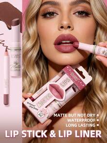 Bộ bút kẻ viền môi lì và son môi USHAS, chất son mịn mượt, màu sắc lâu trôi, đường kẻ viền môi chính xác giúp định hình dáng môi, bộ trang điểm phù hợp với mọi loại da, lựa chọn quà tặng mỹ phẩm tốt nhất cho các dịp lễ và kỷ niệm. - #13 - Xem 3