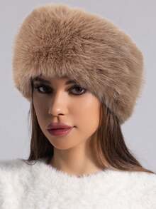 1Pc Women's Solid Color Plush Fluffy Hat, Soft Comfortable Warm Minimalist Cap, Casual Versatile Windproof Suitable For Daily Wear, Can Be Matched With Scarf, Autumn/Winter Decor Autumn - Nhiều màu - Xem 3