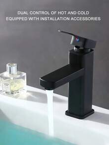 单孔方形浴室水龙头,哑光黑浴室洗脸盆水龙头,拉丝阀芯设计,单孔安装简便,ABS塑料材质,现代简约风格,适用于家庭浴室、厨房、酒店、盥洗台、淋浴房和房车,是浴室洗脸盆和厨房洗脸盆的理想水龙头,现代家居必备配件,也是理想的礼品之选。 - 彩色 - 查看 3