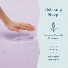 Lucid - Colchoneta de Memory Foam con Infusion de Lavanda - Sobrecolchon Ventilado de 7.5 cm - Topper para Colchon Refrescante - Sensacion Suave y Acolchada - Alivia Puntos de Presion - King - Lavanda - Ver 5